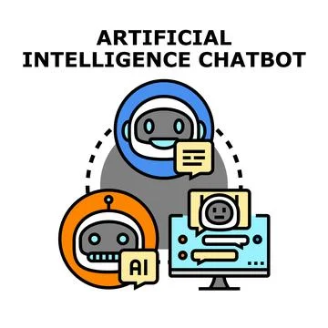 Artificial intelligence chatbot communicating with users Stock Illustration