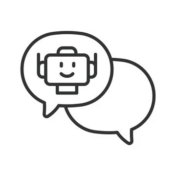 Artificial intelligence chatbot communication icon in line design. Artificial Stock Illustration