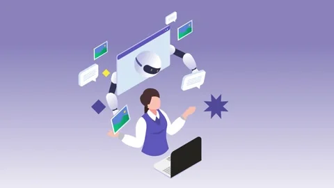 Artificial Intelligence Chatbot Concept with AI Assistant Managing Digital .. Stock Footage 337945073