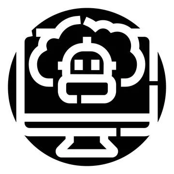 Artificial intelligence chatbot connecting to cloud computing network Illustration