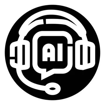 Artificial intelligence chatbot customer support headset icon イラスト素材