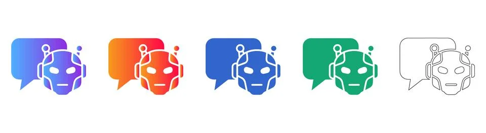 Artificial Intelligence Chatbot Icons Stock Illustration