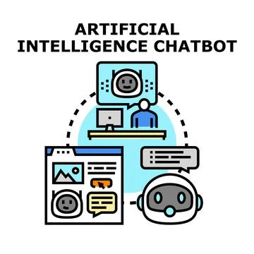 Artificial intelligence chatbot interacting with human customer support 스톡 일러스트