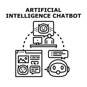 Artificial intelligence chatbot interacting with human customer support Stock Illustration