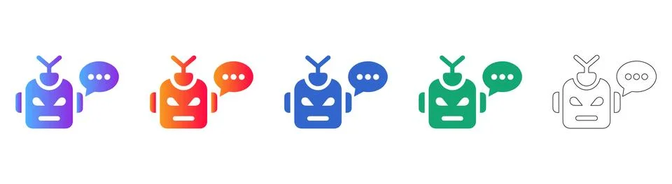 Artificial Intelligence Chatbot Interface Icons Illustrazione stock