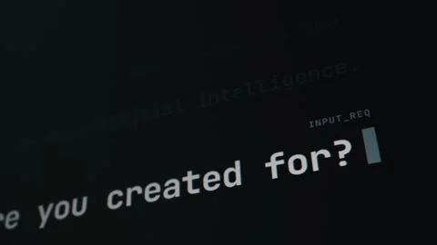 Artificial Intelligence Chatbot Responding to User Prompt on Dark Screen Stock Footage 334732963