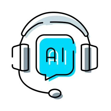 Artificial intelligence chatbot support with headset communication イラスト素材