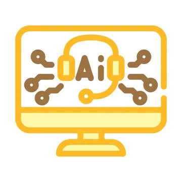 Artificial intelligence chatbot support system on monitor screen Illustrazione stock