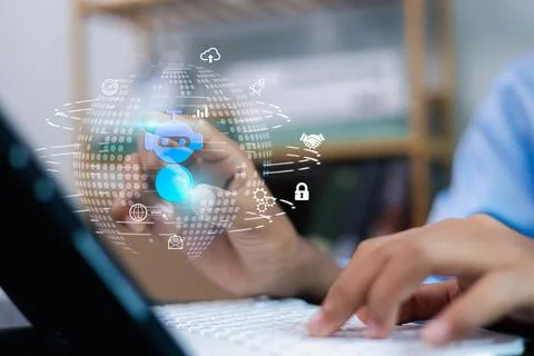 Artificial intelligence chatbot technology with digital interface and autom.. 스톡 사진
