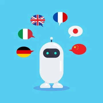 Artificial Intelligence chatbot translator. Stock Illustration