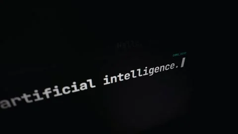 Artificial Intelligence Chatbot Typing Text Response on Dark Computer Screen Stock Footage 334728311