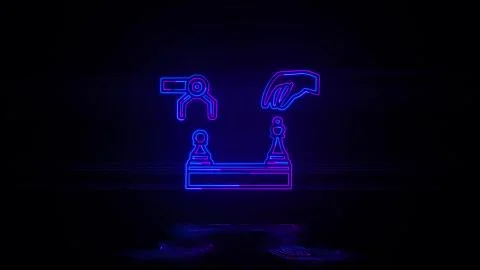 Artificial intelligence chess human and robot in neon effect mp4 video 스톡 일러스트
