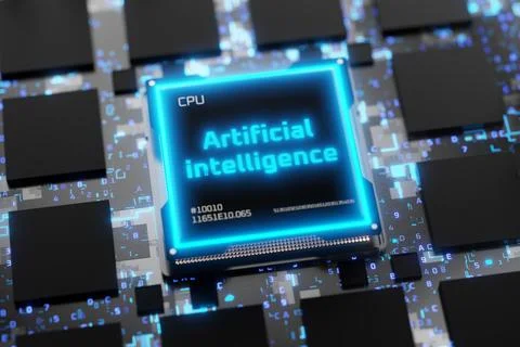 Artificial intelligence chip. AI. Artificial intelligence generates content. 스톡 일러스트