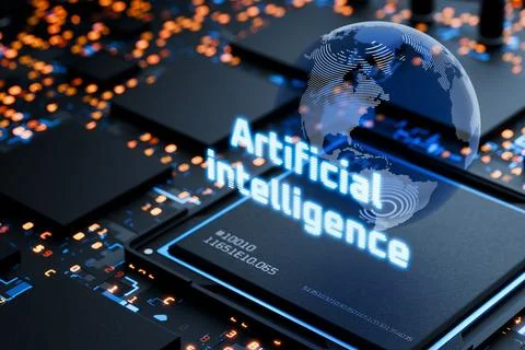 Artificial intelligence chip. AI. Artificial intelligence generates content. 스톡 일러스트