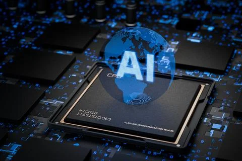 Artificial intelligence chip. AI. Artificial intelligence generates content. AI 스톡 일러스트