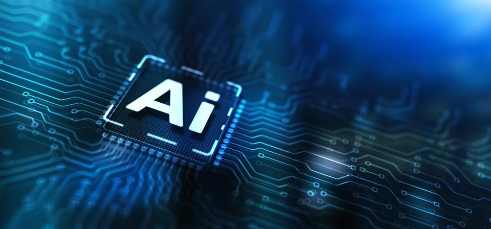 Artificial intelligence chip. Ai chipset on circuit board. Data center イラスト素材