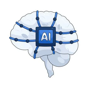 Artificial intelligence chip on a brain Ilustração Stock