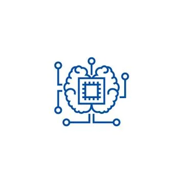 Artificial intelligence, chip with brain line icon concept. Artificial イラスト素材