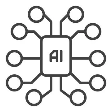 Artificial Intelligence Chip like Brain vector AI Technology linear icon or.. Stockillustratie