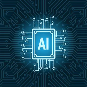 Artificial Intelligence Chip On Circuit Motherboard Background Modern Technology Stockillustratie
