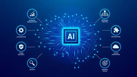Artificial intelligence chip concept Illustrazione stock