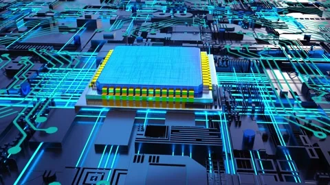 Artificial intelligence chip current data transmission Stock Footage 231837758