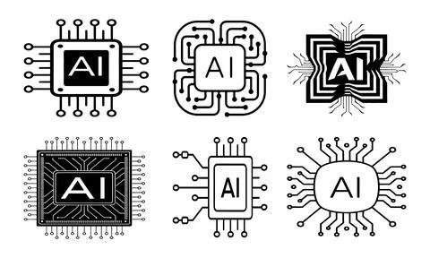 Artificial intelligence chip designs and circuitry vector illustration 스톡 일러스트