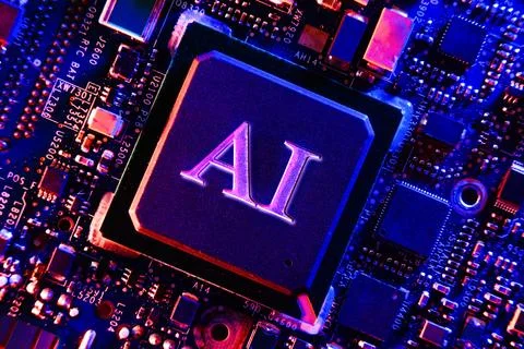 Artificial Intelligence Chip on Futuristic Circuit Board 写真素材