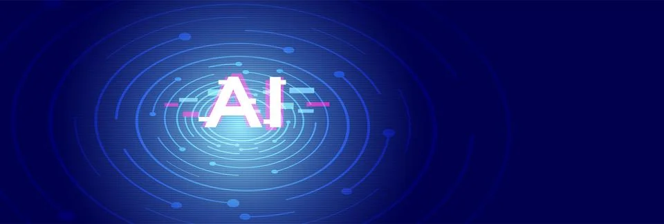 Artificial Intelligence Chip with Glowing Circuit Board Stock Illustration