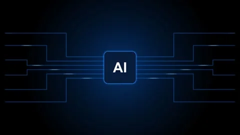 Artificial intelligence chip graphic with circuit board network connections.. Stock Footage 347625760