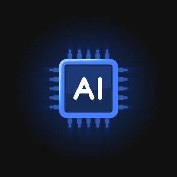 Artificial Intelligence Chip Icon. AI Processor. Vector Иллюстрация