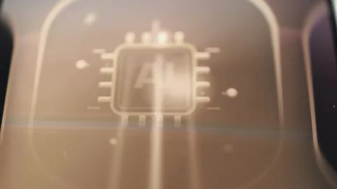 Artificial Intelligence Chip Icon on Mobile App Vidéo 341865234