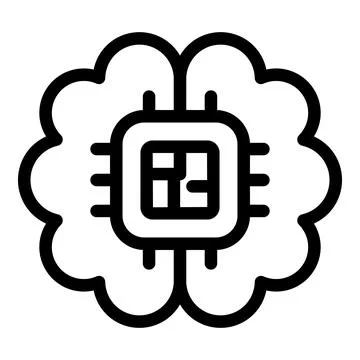Artificial intelligence chip integrating with human brain icon Illustrazione stock