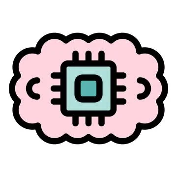 Artificial intelligence chip integrating with human brain representing mach.. イラスト素材