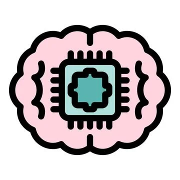 Artificial intelligence chip integrating with human brain, enhancing cognit.. Stock Illustration