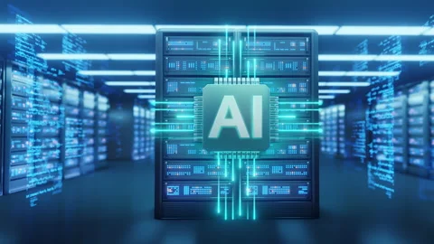Artificial Intelligence Chip in Modern Data Center Stock Footage 327364222