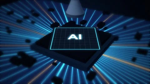 Artificial intelligence chip placement single die radial fanout circuit boar Video stock 343060311