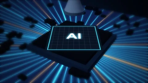 Artificial intelligence chip placement single die radial fanout circuit boar Video stock 343060318