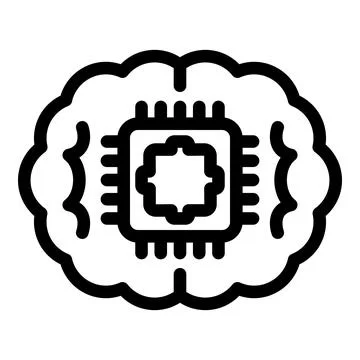 Artificial intelligence chip processing data inside human brain icon Illustrazione stock