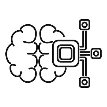 Artificial intelligence chip processing data from human brain Illustrazione stock