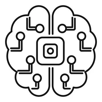 Artificial intelligence chip processing data inside brain Stockillustratie