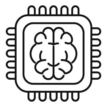 Artificial intelligence chip processing data with human brain icon 스톡 일러스트