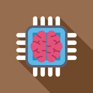 Artificial intelligence chip processing data with human brain inside Stock Illustration