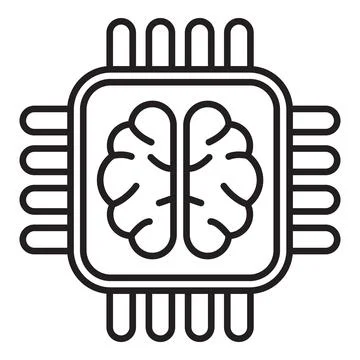 Artificial intelligence chip processing data with brain power Stockillustratie