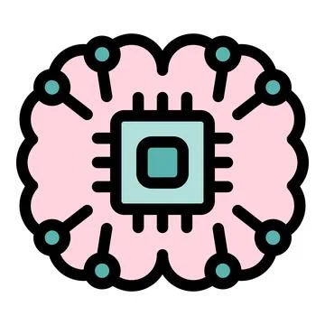 Artificial intelligence chip processing data inside human brain Stock-Illustration