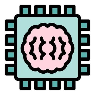 Artificial intelligence chip processing data with brain power Ilustração Stock