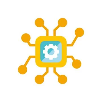Artificial intelligence chip processing technology concept icon Illustrazione stock