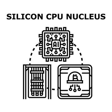 Artificial intelligence chip processing vast amounts of data, analyzing finan Stock Illustration