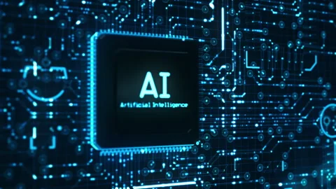 Artificial intelligence chip receiving data HD1080 Stock Footage 248051768