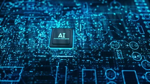 Artificial intelligence chip receiving data HD1080 Stock Footage 248051779